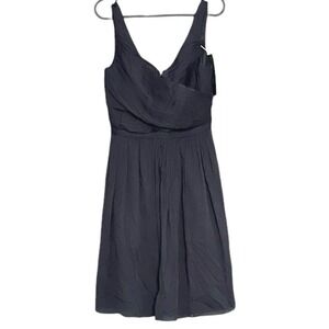 J.CREW Sleeveless V-Neck‎ Fit & Flare Dress Black 100% Silk Size 4